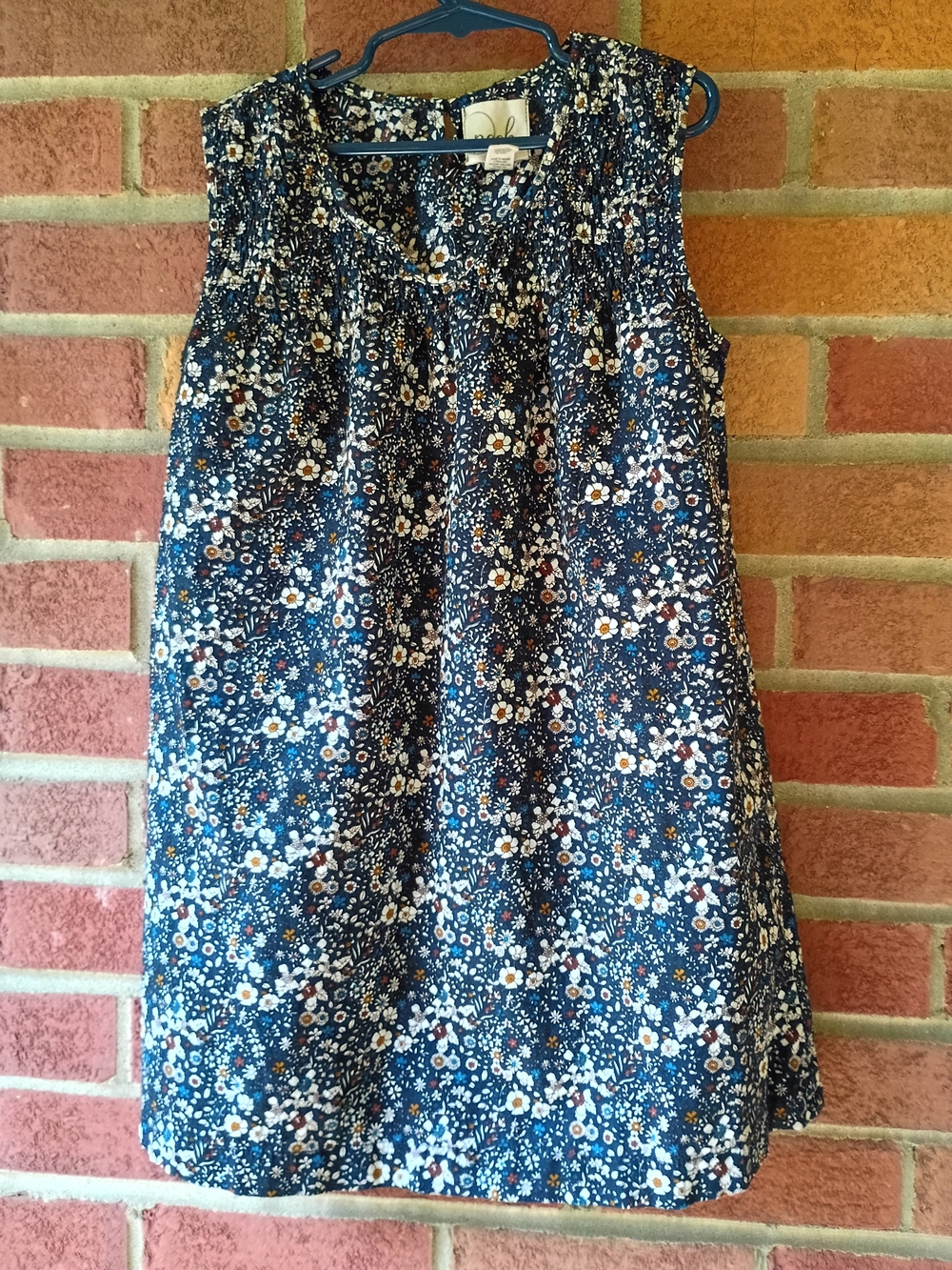 Navy Floral Sleeveless Tunic Top